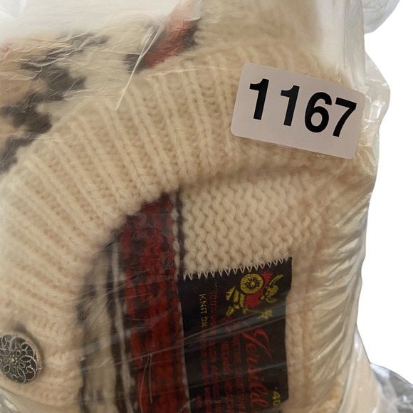 NWT VTG Jersild Nordic Fair Isle Ivory Wintuk Button Up Cardigan Sweater Size 40 - Picture 10 of 10